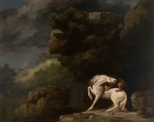 Leijona hyökkää hevosta vastaan tekijältä George Stubbs