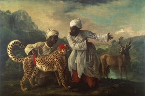 Gepardi ja polttarit kahden intiaanien kanssa, n. 1765 (öljy kankaalle) tekijältä George Stubbs