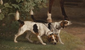 Yksityiskohta William Henry Cavendish Bentinckiltä, Portlandin 3. herttualta Welbeck Abbey Riding Stablesin edessä, 1766-7 tekijältä George Stubbs