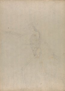 Ihmisen luuranko, sivunäkymä (Tutkimus avainhahmosta julkaisemattomaan taulukkoon, jossa näkyy vatsan sisäelimet) tekijältä George Stubbs