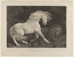 Leijonan pelästynyt hevonen George Stubbsin (1724-1806) mukaan