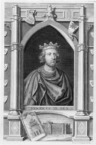 Henrik III (1207-72) Englannin kuningas vuodelta 1216, taiteilijan kaivertama (kaiverrus) tekijältä George Vertue