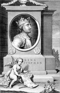 Stephen (n. 1097-1154) Englannin kuningas, taiteilijan kaiverrus (kaiverrus) tekijältä George Vertue