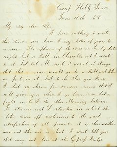 Kirje George Wyckoffilta, Camp Holly, Tennessee, Josephine, 11. kesäkuuta 1863 tekijältä George W. Wyckoff