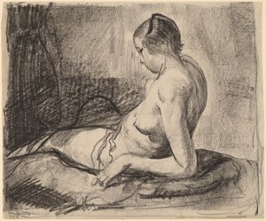 Alaston tyttö makuuasennossa, 1919.