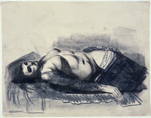 Odalisque (lyijykynä paperille) tekijältä George Wesley Bellows