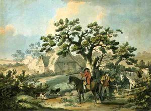 Partridge Shooting, kaivertanut Thomas Rowlandson (1756-1827), pub. kirjoittanut J. Harris, 1789 (värillinen etsaus) (katso myös 125724, 125726-27) tekijältä George after Morland