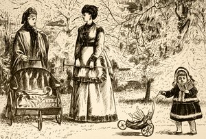 Sarjakuva nimeltä "Perintö vai visionisti?". Kuvittanut George du Maurier (1834-1896), ranskalais-brittiläinen sarjakuvapiirtäjä ja kirjailija tekijältä George du Maurier