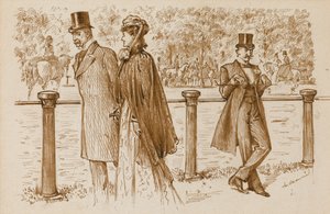 En Passant: Se on Bounderson, eikö niin? Hänen olisi pitänyt hukkua pentuna!, Punch Magazine, 23. heinäkuuta 23. 1892 (kynä ja seepiamuste paperilla) tekijältä George du Maurier