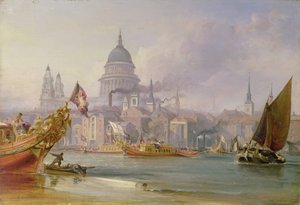 Näkymä St. Paavalille Thamesilta, n. 1830-1840 (öljy kankaalle) tekijältä George the Elder Chambers