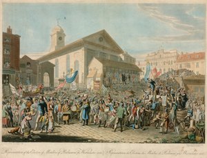 Edustus parlamenttivaaleista Westminsterissä, 1818 tekijältä George the Elder Scharf
