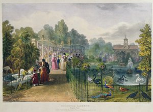 Eläintarhan lintupuisto, Regents Park, kaiverrettu ja pubi. taiteilija, paina Charles Hullmandel (1789-1850), 1836