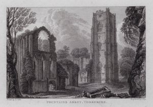 Fountains Abbey, Yorkshire (kaiverrus) tekijältä George the Younger Cuitt