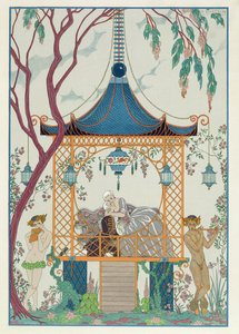 Kuvitus Paul Verlainen (1844-96) Fetes Galantesille, julkaistu 1928 (stensiilipainatus)