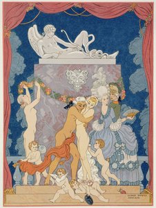 Kohtaus 1920-luvulla julkaistusta Pierre Choderlos de Laclosin (1741-1803) Les Liaisons Dangereuses -teoksesta (stencilprint)