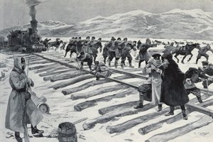VENÄJÄ. Baikal-järven ylitys (kaiverrus). tekijältä Georges (after) Conrad