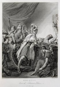 LOUIS IX, Ranskan Pyhä Ludvig (kaiverrus) tekijältä Georges (after) Rouget