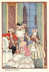 Jalo nainen vessassaan 1700-luvun Ranskassa. 1928 (painettu) tekijältä Georges Barbier