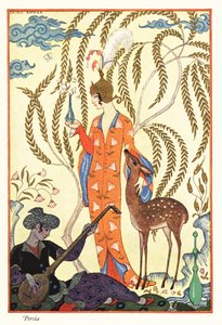 Naisella on hajuvesipullo, muinainen Persia tekijältä Georges Barbier