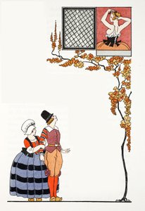 Ihailu kaukaa (pochoor print) tekijältä Georges Barbier