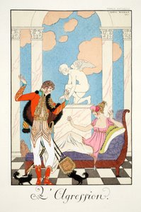 Aggression, teoksesta "Falbalas and Fanfreluches, Almanac of Present, Past and Future Modes" tekijältä Georges Barbier