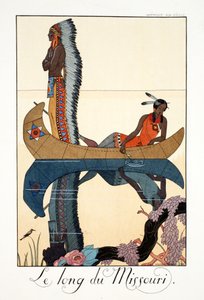 Pitkin Missouria, julkaisusta "Falbalas & Fanfreluches, Almanac of Present, Past and Future Modes" tekijältä Georges Barbier