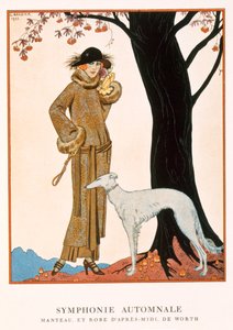 Autumnal Symphony, Worthin iltapäivätakki ja mekko, Gazette de Bon Ton nro 9 tekijältä Georges Barbier