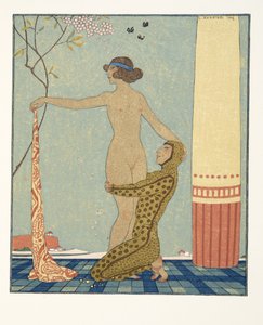 Bilitis, kuvitus Les Chansons de Bilitisistä, Pierre Louys, pub. 1922 (stensiiliprintti) tekijältä Georges Barbier