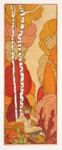 Pastoraalilaulu, kuvitus Les Chansons de Bilitisistä, Pierre Louys, pubi. 1922 (stensiiliprintti) tekijältä Georges Barbier