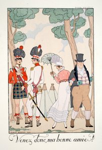 Tule, hyvä ystäväni!, "Falbalas ja Fanfreluches, nykyajan, menneisyyden ja tulevaisuuden almanakka" tekijältä Georges Barbier