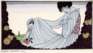 Contemplation 1919 (stensiiliprintti) tekijältä Georges Barbier