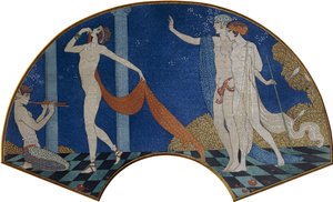 Tanssivia hahmoja terassilla tekijältä Georges Barbier