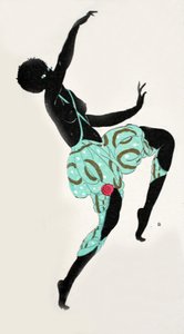 Tanssiva tyttö (pochoor print) tekijältä Georges Barbier