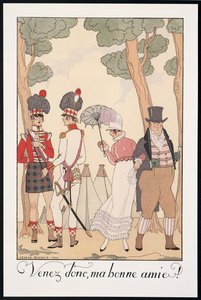 Falbalas ja Fanfreluches, Almanakka vuodelle 1923, Tule siis, hyvä ystäväni, George Barbier, print tekijältä Georges Barbier