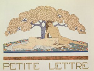Naisen alastonkuvat, kuvitus Paul Valeryn (1871-1945) "Les Mythes" -julkaisusta, julkaistu 1923 (pokuorokuva)