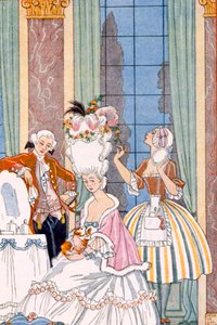 Ranska 1700-luvulla, pubista The Art of Perfume. 1912 (pochoor print) tekijältä Georges Barbier