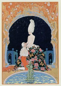 Luolassa, kuvitus Paul Verlainen (1844-96) "Fetes Galantes" 1928 (pokuoropainos)