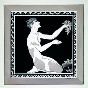 The Afternoon of a Faun sarjasta "Designs on the dances of Vaslav Nijinsky" (1889-1950). Georges Barbier (1882-1932), stensiiliprintti tekijältä Georges Barbier