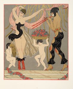The Dance of Flowers, kuvitus Les Chansons de Bilitisistä, Pierre Louys, pubi. 1922 (stensiiliprintti) tekijältä Georges Barbier