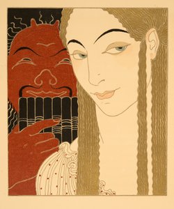Kirje, kuvitus Les Chansons de Bilitisistä, Pierre Louys, pub. 1922 (stensiiliprintti) tekijältä Georges Barbier