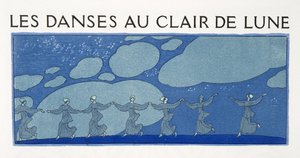 Moonlight Dances, kuvitus Les Chansons de Bilitisistä, Pierre Louys, pubi. 1922 (stensiiliprintti) tekijältä Georges Barbier
