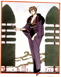 Mme Paquinin matkatakki, kaiverrus 1914 tekijältä Georges Barbier