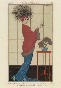 Lauta "Costumes Parisiensista" tekijältä Georges Barbier