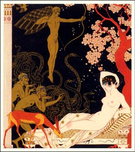La Belle Helene -juliste (värilitho) tekijältä Georges Barbier