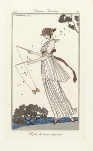 Robe de Linon Printed, Costumes Parisien, pub.1913 (stencilprint) tekijältä Georges Barbier
