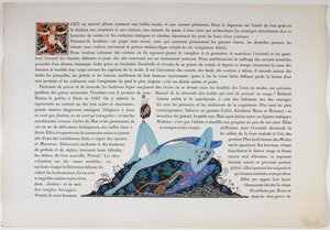Teksti ja alaston hahmo, väriltään sininen. tekijältä Georges Barbier