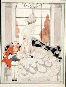 Herttuatar, n. 1930 (akvarelli paperille) tekijältä Georges Barbier