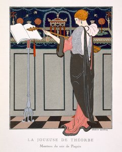 Theorbo Player, suunnittelu Paquinin iltatakille tekijältä Georges Barbier