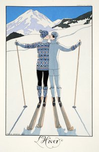 Talvi, teoksesta "Falbalas and Fanfreluches, Almanac of Present, Past and Future Modes" tekijältä Georges Barbier