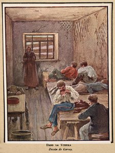 Tšekassa; teoksesta Histoire des Soviets, pub. 1922 (väriliitos)